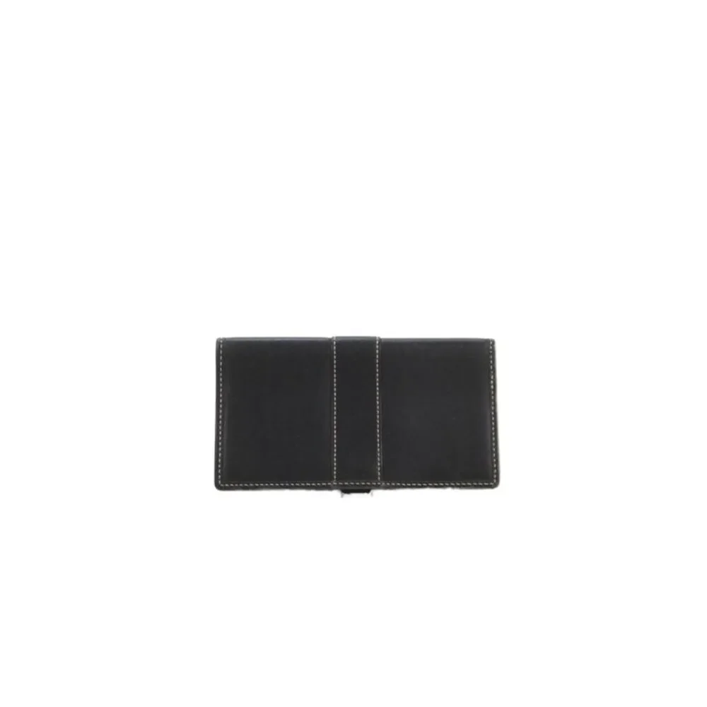 Coach Womens Leather Bi-Fold Checkbook Wallet Black